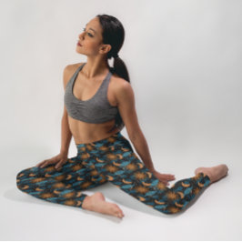 スターズサンムーンシチュアルパターンブラック レギンス