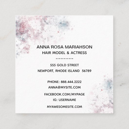 *~*スターズシックヘア人気があるモデル女優フォト スクエア名刺 (裏面)