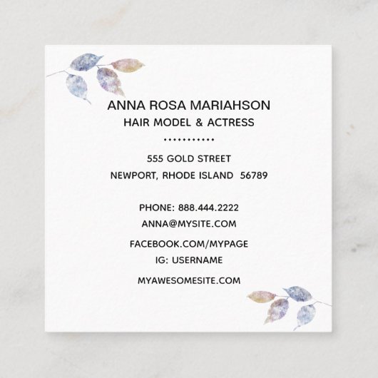 *~*スターズシック人気があるヘアモデル女優PHOTO スクエア名刺 (裏面)