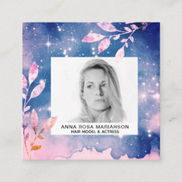 *~*スターズシック·ピンク·ブルーの髪型女優写真 スクエア名刺