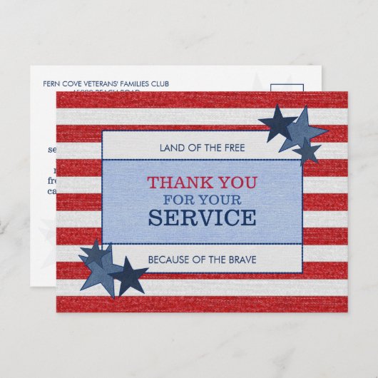 スターズストライプズデニム愛国的退役軍人ありがとう ポストカード (正面/裏面)