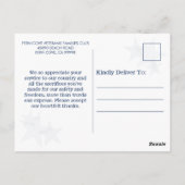 スターズストライプズデニム愛国的退役軍人ありがとう ポストカード (裏面)