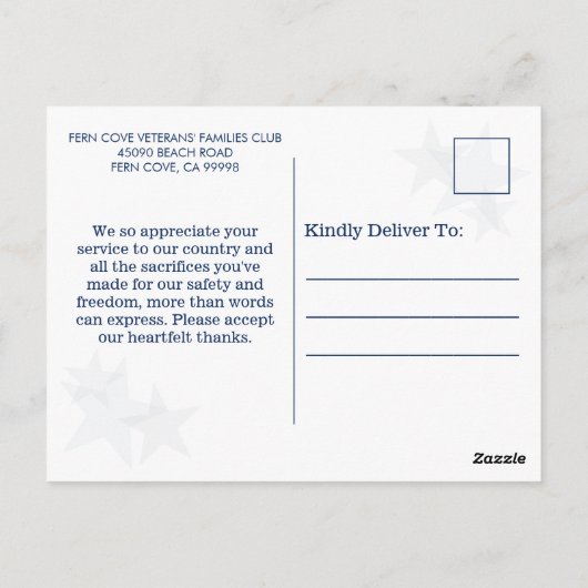 スターズストライプズデニム愛国的退役軍人ありがとう ポストカード (裏面)