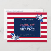 スターズストライプ愛国退役軍人サービスありがとう  ポストカード (正面/裏面)