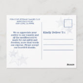 スターズストライプ愛国退役軍人サービスありがとう  ポストカード (裏面)