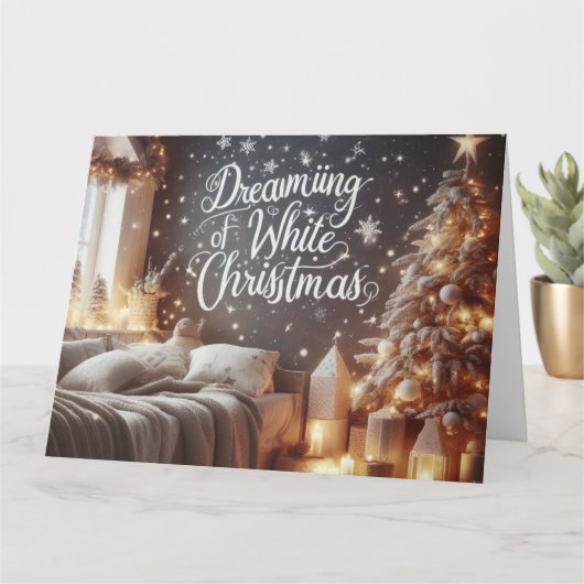 スターズスノーフレークスランタンツリークリスマス カード (小さな植物)