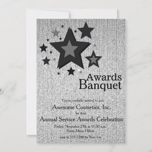 スターズスパークルシルバービジネスイベントパーティー招待状 招待状 (正面)