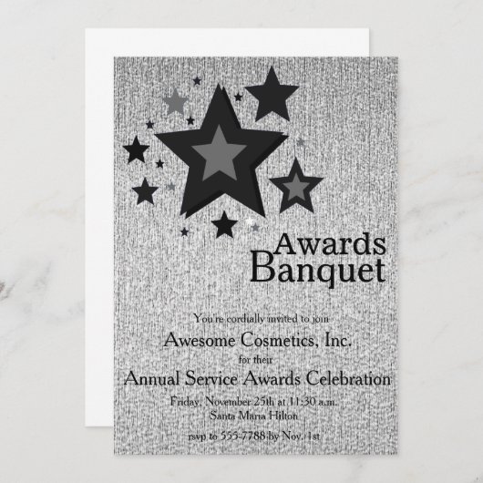 スターズスパークルシルバービジネスイベントパーティー招待状 招待状 (正面/裏面)
