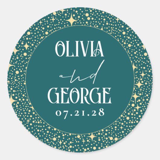 スターズティール(緑がかった色)結婚ナイト ラウンドシール (正面)