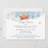 *~*スターズテディベアレッド飛行機男の赤ちゃんシャワー 招待状 (裏面)