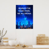 スターズドリームシティスケープ感動的引用文ポスター ポスター (キッチン)
