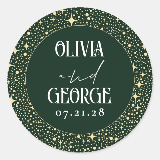 スターズナイトエメラルドグリーン結婚ズ ラウンドシール (正面)