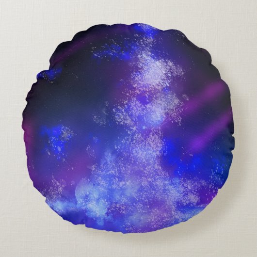 スターズナイトスカイミッドナイトブルーミルキーウェイ ラウンドクッション (正面)