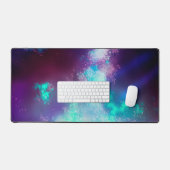 スターズナイトスカイミッドナイトミルキーウェイネオンライト デスクマット (キーボード&マウス)