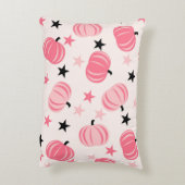 スターズハロウィーンと秋のピンク&ブラックカボチャ アクセントクッション (裏面(縦))