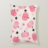 スターズハロウィーンと秋のピンク&ブラックカボチャ アクセントクッション (正面(垂直))