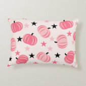 スターズハロウィーンと秋のピンク&ブラックカボチャ アクセントクッション (裏面)