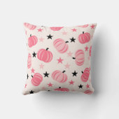 スターズハロウィーンと秋のピンク&ブラックカボチャ クッション (裏面)