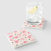 スターズハロウィーンと秋のピンク&ブラックカボチャ ストーンコースター (横)