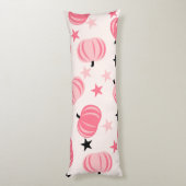 スターズハロウィーンと秋のピンク&ブラックカボチャ ボディピロー (裏面 (縦))