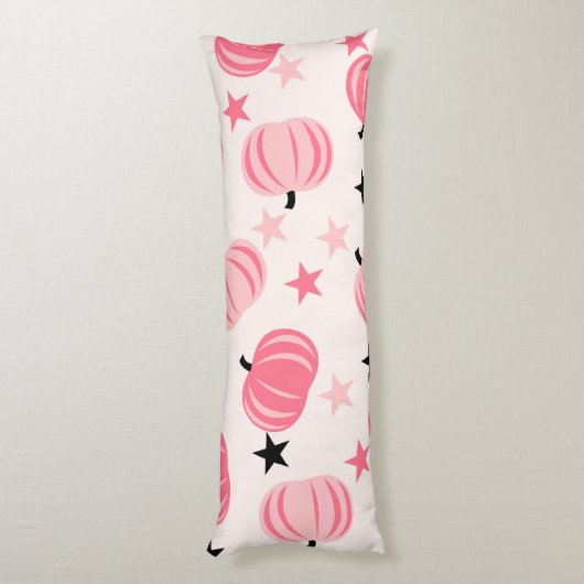 スターズハロウィーンと秋のピンク&ブラックカボチャ ボディピロー (裏面 (縦))