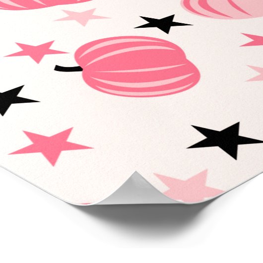 スターズハロウィーンと秋のピンク&ブラックカボチャ ポスター (角)