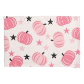 スターズハロウィーンと秋のピンク&ブラックカボチャ 枕カバー (正面)