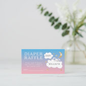 スターズバニーピンクブルーベビーシャワーおむつラッフル エンクロージャーカード (スタンド正面)