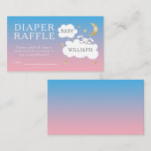 スターズバニーピンクブルーベビーシャワーおむつラッフル エンクロージャーカード (正面/裏面)