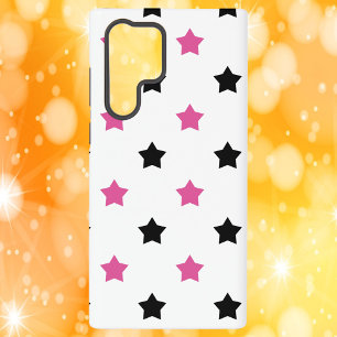 スターズパターンピンク白黒 SAMSUNG GALAXY S22 ULTRAケース