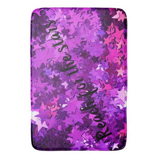 スターズパープルバスマットに手を伸ばす バスマット (正面縦)