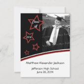 スターズフォト卒業パーティー招待状黒と赤 招待状 (正面)