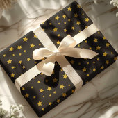 スターズブラック金ゴールドホリデー誕生日新年 ラッピングペーパー