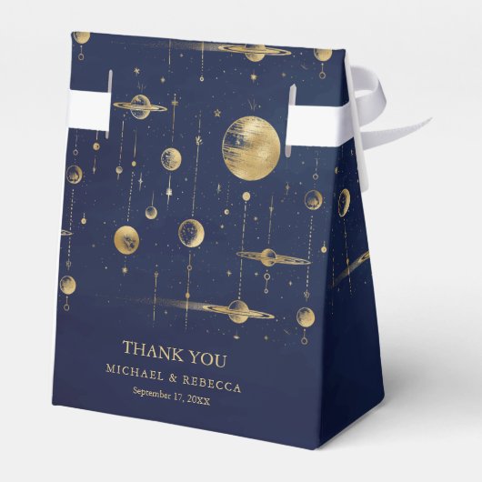 スターズブルーの試合金ゴールド結婚式の引き出物 フェイバーボックス (裏面サイド)