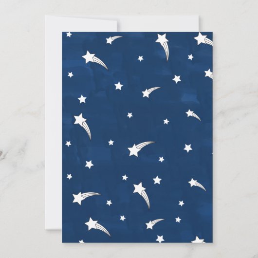 スターズブルーウォーターカラーモノグラムベビーシャワーボーイ 招待状 (裏面)