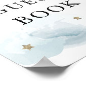 スターズブルークラウドベビーシャワーゲストブックサイン ポスター (角)