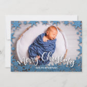 スターズブルーフェイクグリッタークリスマスフォト シーズンカード (正面)