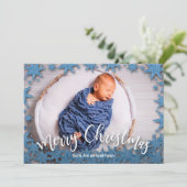 スターズブルーフェイクグリッタークリスマスフォト シーズンカード (スタンド正面)