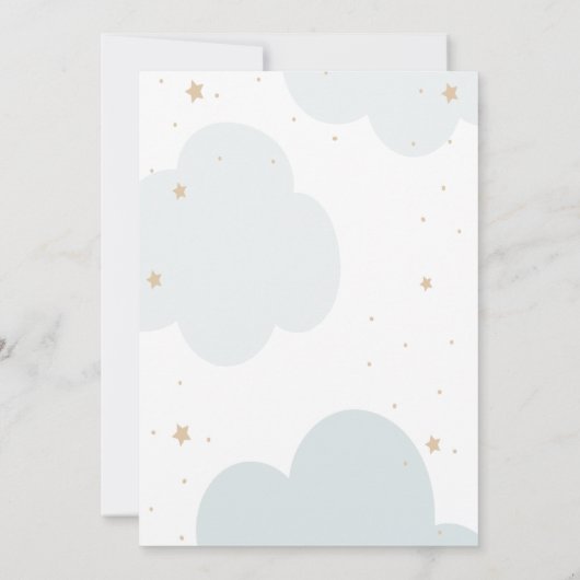 スターズムーンクラウドグリーンテディベア赤ちゃんシャワー 招待状 (裏面)