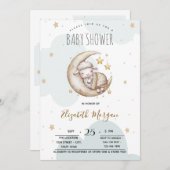 スターズムーンクラウドリトルシープベビーシャワー 招待状 (正面/裏面)