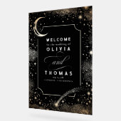スターズムーンシテラルブラック結婚のウェルカムサイン アクリルサイン (傾斜)