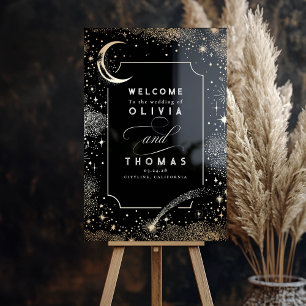 スターズムーンシテラルブラック結婚のウェルカムサイン アクリルサイン