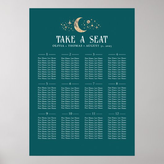 スターズムーンシナ結婚ルティール(緑がかった色)の座席表 ポスター (正面)