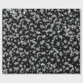 スターズムーンスパークナイト銀河系ブラックシルバーグレイ ラッピングペーパー (フラット)