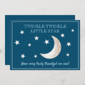 スターズムーンネイビーブルーホワイトベビーシャワーありがとう サンキューカード (正面/裏面)