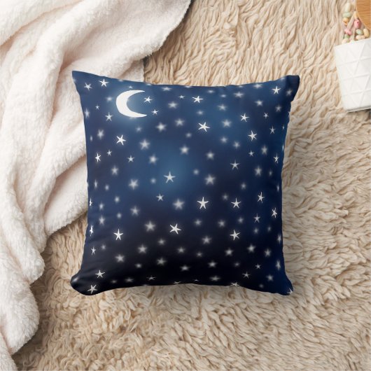 スターズムーンブルーナイトスカイドリームホワイトネイビー クッション (ブランケット)