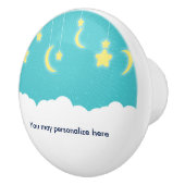 スターズムーン&クラウドティール（緑がかった色）&イエロー子供部屋ルーム セラミックノブ (右)