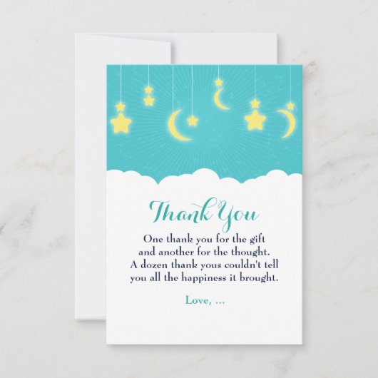 スターズムーン&クラウドベビーシャワーサンキューカード サンキューカード (正面)