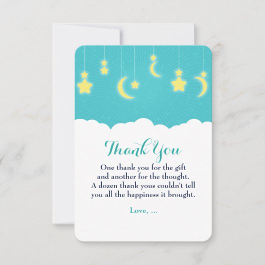 スターズムーン&クラウドベビーシャワーサンキューカード サンキューカード (正面)