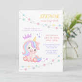 スターズライトバナーユニコーン子供の誕生日 招待状 (スタンド正面)